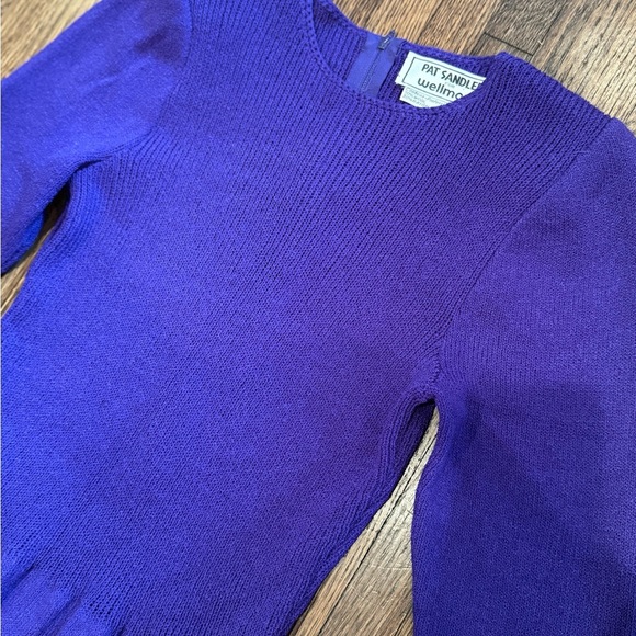 Pat Sandler for Wellmore Vintage Midi Long Sleeve Purple Sheath Dress Size 6 - Picture 3 of 10
